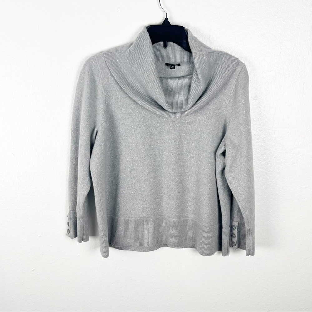 TALBOTS Merino Wool Blend Metallic Turtleneck Cropped Sweater Size 2X Casual
